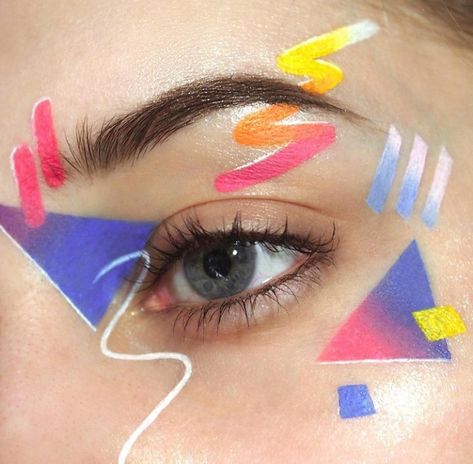 80's and 90's vapor wave Glitter Eyelashes, High Fashion Makeup, Make Up Inspiration, Makijaż Smokey Eye, Colorful Eye Makeup, Creative Eye Makeup, Moon River, Crazy Makeup, Creative Makeup Looks