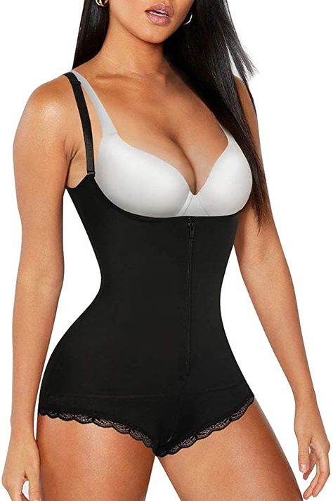 Nebility Women Latex Waist Trainer Bodysuit Slim Zipper Shapewear Faja Corset Lace Panty at Amazon Women’s Clothing store Full Body Shapewear, Latex Waist Trainer, Slim Shapewear, Waist Trimmer, Body Shapewear, Women Waist, Waist Trainer Corset, Full Body Suit, Shapewear Bodysuit