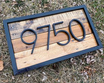 Rustic House Numbers Farmhouse Address Sign Modern House | Etsy Modern Farmhouse Patio Ideas, House Number Ideas Outdoor, Farmhouse Address Sign, House Number Ideas, Rustic House Numbers, Modern House Numbers Sign, House Numbers Diy, Number Ideas, Modern House Number