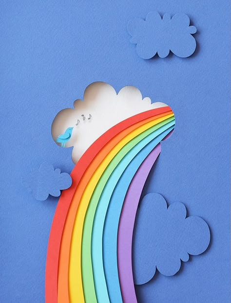 Rainbow on Behance Cutout Art, Papercut Art, Cut Out Art, Idee Cricut, Paper Cutout Art, 3d Paper Art, Paper Plants, 카드 디자인, בר מצווה