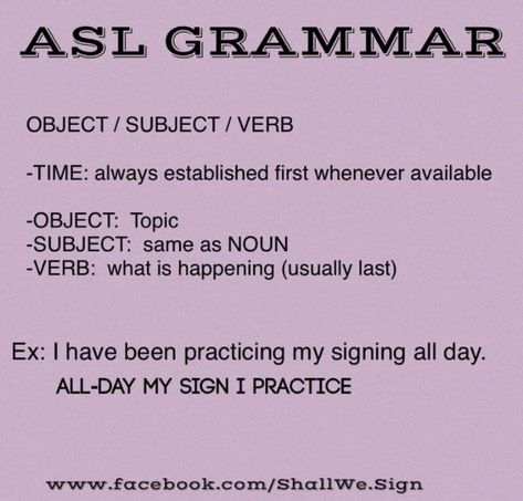 Asl Grammar Rules, Asl Sentence Structure, American Sign Language Lessons, Asl Grammar, Asl Words, Learning Asl, Asl Sign Language Words, Learn Asl, Asl Interpreter