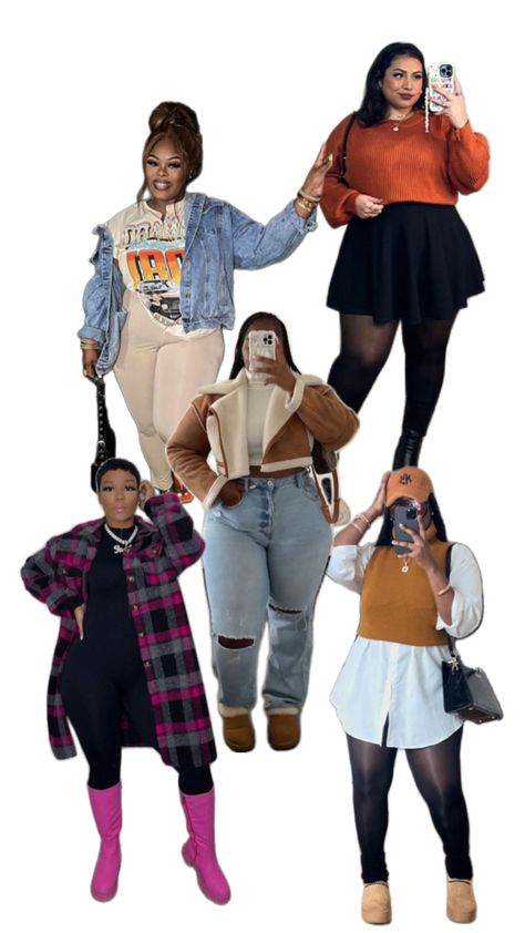 Plus Size Plaid Outfits, Fall Homecoming Outfits, Plus Size Fall 2024, Cold Weather Outfits Plus Size, Shein Outfit Ideas Winter, Plus Size Fall Outfits Big Stomach, Plus Size Outfits For Fall, Baddie Outfits Winter, Outfit Inspo Plus Size