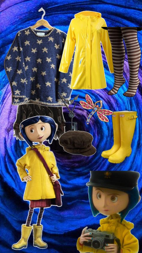 Coraline Outfit, Coraline Halloween Costume, Coraline Halloween, Coraline Costume, Halloween Coustumes, Halloween Costume Outfits, Group Halloween Costumes, Halloween Inspo, Trunk Or Treat