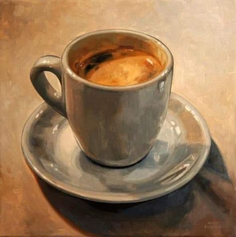 Cup Of Coffee Painting, Coffee Acrylic Painting, Coffee Cup Painting, Coffee Art Painting, Coffee Cup Art, Karakter Disney, Coffee Painting, Cup Art, Daily Painting