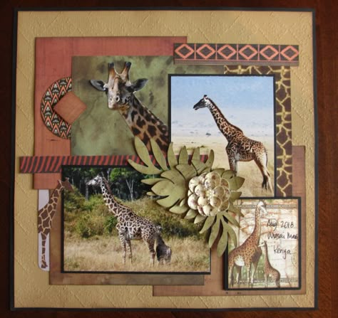 Giraffe - Scrapbook.com Scapebook Layouts, Africa Scrapbook, Zoo Layout, Safari Scrapbook, Disney Layouts, Pet Scrapbook, Disney Scrapbooking Layouts, Disney Scrapbook Pages, On Safari