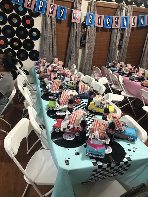 Retro Sweet 16, Sock Hop Decorations, 50s Party Decorations, 1950s Theme Party, Pin Up Party, Surfer Party, 50s Sock Hop, 50s Theme Parties, Sock Hop Party