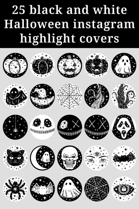 25 black and white Halloween instagram highlight covers, Monochrome aesthetic instagram highlight, Covers for instagram, Instagram black Halloween Instagram Highlight Covers, Instagram Feed Organizer, Halloween Instagram, Black And White Halloween, Monochrome Aesthetic, Instagram Covers, White Halloween, Instagram Highlight Covers, Digital Business Card