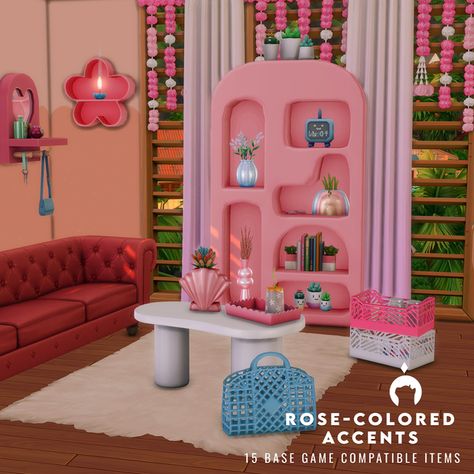 Rose-Colored Accents - A 15 items collection! | Ikari Sims on Patreon Lotes The Sims 4, Mod Furniture, Sims 4 Bedroom, Sims 4 Game Mods, Tumblr Sims 4, Sims 4 Cc Folder, Sims Building, Casas The Sims 4, Sims Four