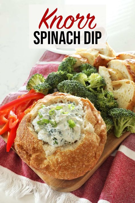 Classic spinach dip recipe using Knorr vegetable recipe mix. Easy appetizer recipe that you can make ahead of time and bring to any party. Classic Spinach Dip Recipe, Classic Spinach Dip, Knorr Spinach Dip, How To Make Spinach, Spinach Dip Recipe, Vegetable Dip, Vegetable Recipe, Sauteed Spinach, Spinach Dip