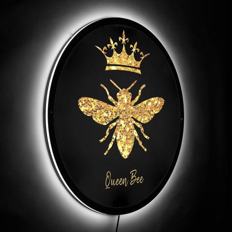 Queen Bee Aesthetic, Queen Bee Logo, Bee Aesthetic, Queen Energy, Bee Logo, Illuminated Signs, Led Sign, Queen Bee, Led Signs