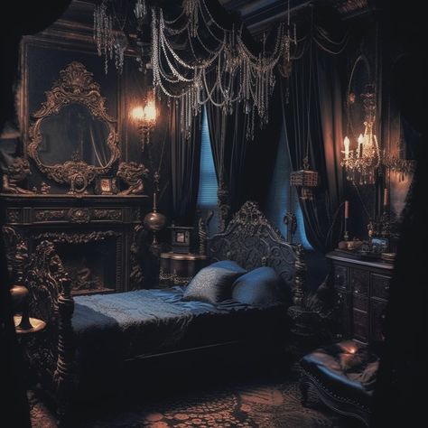 Gothic Victorian Bedroom, Dark Victorian Bedroom, Bedroom Decor Romantic, Gothic Interior Design, Moody Home Decor, Royal Bedroom, Goth Bedroom, Bedroom Ideas Romantic, Castle Bedroom