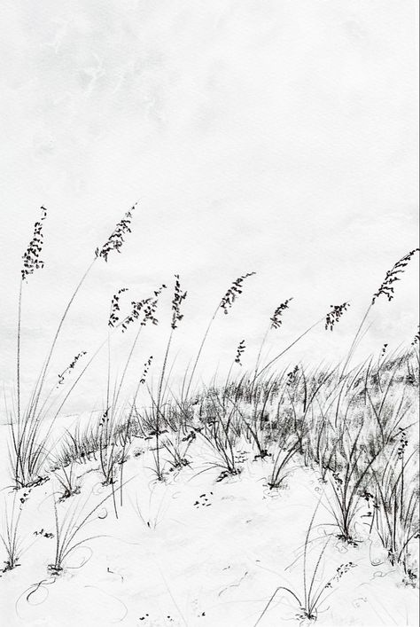 Beach Scene Drawing Pencil, Sand Dunes Drawing, Beach Landscape Drawing, Grayscale Art, Sand Drawing, Simple Sketches, Fineliner Art, Beach Drawing, Grey Scale