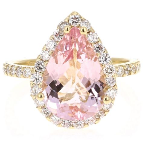 Pink Gold Rings, Pink Morganite Ring, Morganite Diamond Ring, Sapphire Cocktail Ring, Bluish Purple, Pink Engagement Ring, Solitaire Ring Set, Pink Diamond Ring, Rings Style