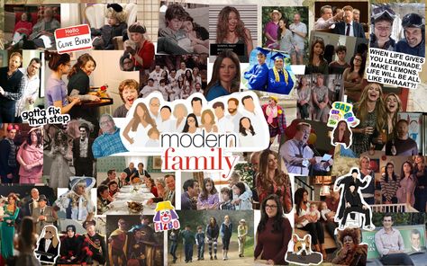 Collage Modern Family Desktop Wallpaper, Modern Family Wallpaper Laptop, Modern Family Collage, Modern Family Wallpaper Aesthetic, Modern Family Art, Family Quotes Wallpaper, Tv Show Aesthetic, Family Wallpaper, Modern Family Quotes