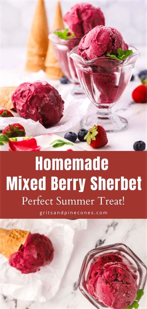 Homemade Sherbet, Sherbet Recipes, Best Summer Desserts, Frozen Berries, Dessert For Two, Refreshing Desserts, Low Calorie Desserts, Outdoor Dinner, Fruit Dessert