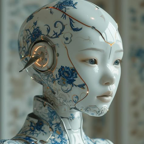 Porcelain Robot, Cyborgs Art, Android Robot, Cyberpunk Aesthetic, Horror Movie Characters, Robots Concept, Robot Concept Art, Dnd Characters, Movie Characters