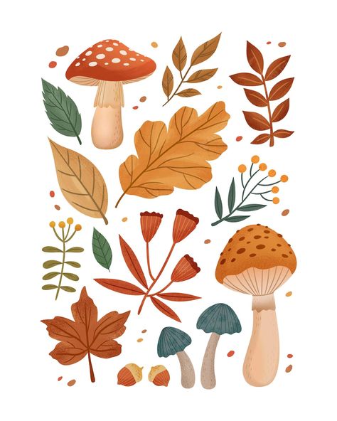 Premium Vector | Hand drawn autumn botanical collection Autumn Doodles, Graphic Shapes Design, Autumn Illustration, Autumn Magic, Botanical Collection, Hand Drawn Flowers, Book Art Diy, Vintage Poster Art, Cute Patterns Wallpaper