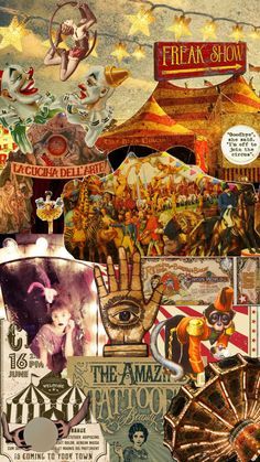 Check out notsoph16's Shuffles #circuscore #circusparty #circusanimal #circusclown #acrobatics #vintage #clowncore #circusshow #circusperformers #circus Circus Collage Art, Carnival Mood Board, Circus Aesthetic Wallpaper, Vintage Circus Aesthetic, Dark Circus Aesthetic, Circus Moodboard, Vintage Clowncore, Circus Collage, Au Inspiration