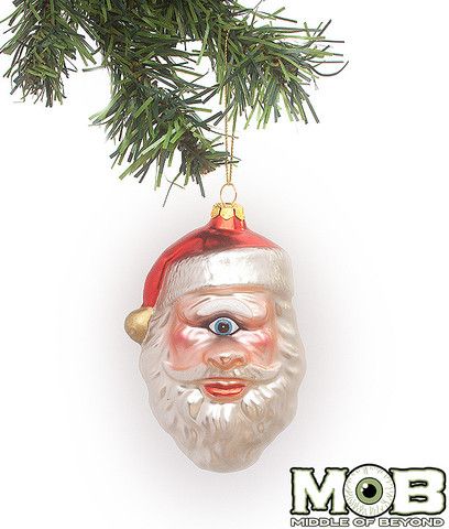 Santa-clops Glass Ornament Weird Ornaments Diy, Weird Christmas Ornaments, Creepy Christmas Ornaments Diy, Odd Christmas Ornaments, Ugly Christmas Ornaments, Krampus Ornaments, Weird Ornaments, Scary Christmas, Xmas Theme