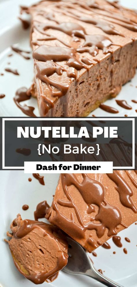 This No Bake Nutella Pie recipe uses just 6 ingredients, and is one of the easiest Nutella desserts out there! This no bake pie recipe is creamy, decadent, and will satisfy all of your chocolate and hazelnut cravings. Perfect for bringing as a potluck dessert! Nutella Desserts Easy, Whipped Cream Pie, Cream Desserts Recipes, Potluck Dessert, Nutella Pie, No Bake Pie, Whipped Cream Desserts, Cool Whip Desserts, Baking Recipes Pie