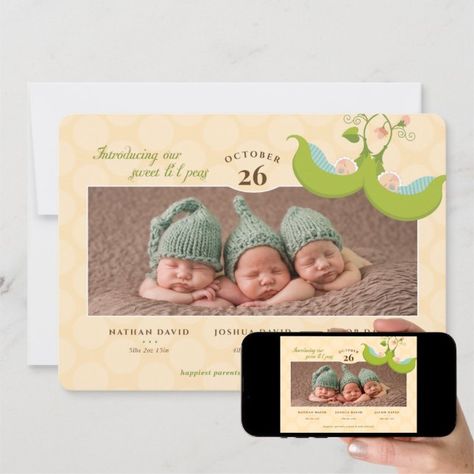 Triplets Pregnancy, Modern Birth Announcement, Birth Announcement Cross, Multiples Baby, Baby Birth Stats, Birth Announcement Boy, Boho Baby Shower Invitations, Woodland Baby Shower Invitations, Birth Announcement Card