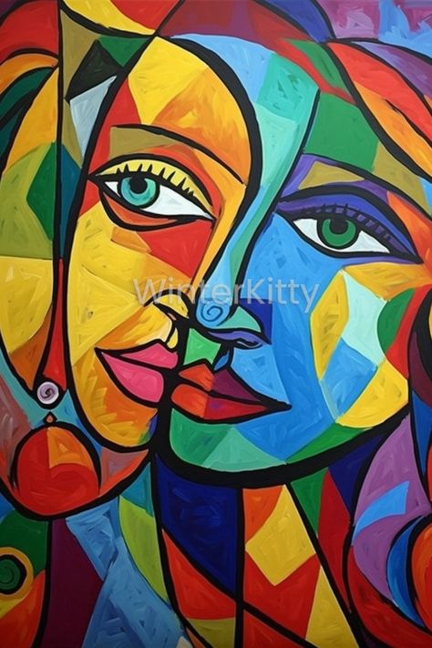 Picasso Art Style, Cubism Art Modern, Picasso Artwork, Abstract Cubism, Glass Painting Patterns, Picasso Style, Fusion Art, Cubism Art, Picasso Art