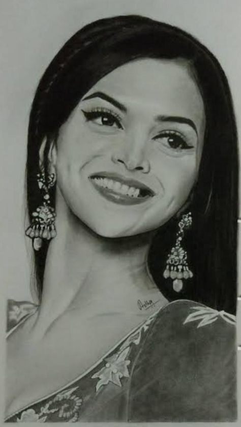 Pencil Sketch Deepika Padukone Sketches Pencil, Deepika Padukone Drawing, Deepika Padukone Sketch, Celeb Sketches, Ballerina Sketch, Color Mixing Chart Acrylic, Pencil Sketch Portrait, Drawing Portraits, Pencil Portrait Drawing