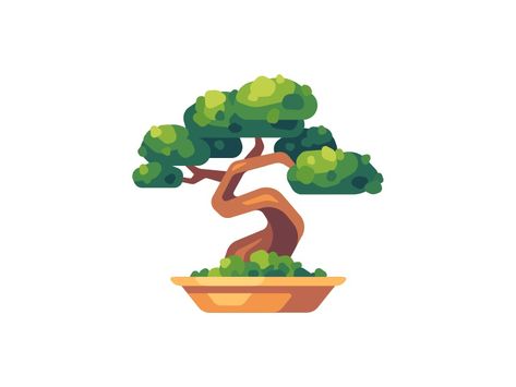 Bonsai by Ivan Dubovik on Dribbble Bonsai Illustration, Flat Tree, Daily Illustration, Plant Logos, Arte Doodle, Graphisches Design, Illustration Art Design, Flat Design Illustration, Tree Illustration