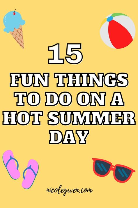 fun things to do on a hot day Hot Summer Day Activities, Fun At Home Activities, Hot Weather Activities, Weather Activities For Kids, Bored Ideas, Game Room Home, Home Game Room, Summer Traditions, Bored At Home