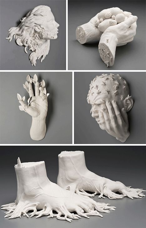 Humans And Nature Art, Nature Art Sculpture, Hand Sculpture Ideas, Human And Nature Art, Human Nature Art, Biomorphic Art Sculpture, Nature Sculpture Art, Anatomical Sculpture, Hybrid Clay Sculptures