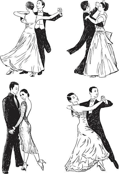 Ballroom Dancing Illustrations, Royalty-Free Vector Graphics & Clip Art - iStock Dancing Poses Drawing Couple, Dancing Couple Drawing, Dancing Drawing Reference, Couple Dancing Drawing, Dancing Poses Drawing, Dancing Sketch, Dancing Drawing, Dancing Poses, Dancing Pose