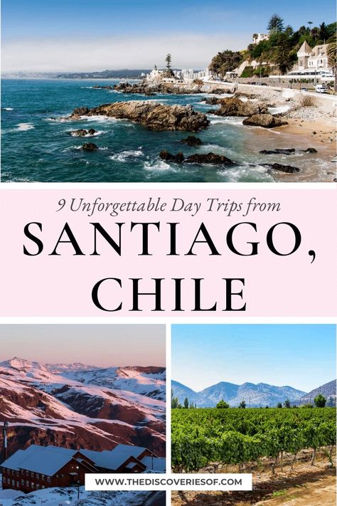 Discover the best day trips from Santiago, Chile with this guide. Planning to visit Santiago and not sure what to do? While there are plenty of things to do in Santiago, Chile - you should leave time for at least a day trip or two! Explore destinations including the Maipo Valley, Valparaiso and Isla Negra #chile #chiletravel #travel #southamerica Visit Chile, South America Travel Destinations, South America Destinations, Vina Del Mar, Chile Travel, Central America Travel, Santiago Chile, American Travel, Travel South