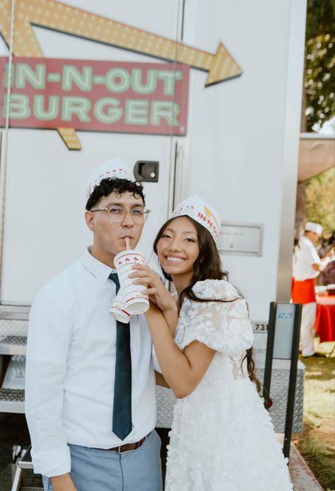 In N Out Food Truck, In And Out Food Truck Wedding, In N Out Wedding Food Truck, Wedding Fast Food, In N Out Wedding, Fast Food Truck, Truck Wedding, Food Truck Wedding, In N Out