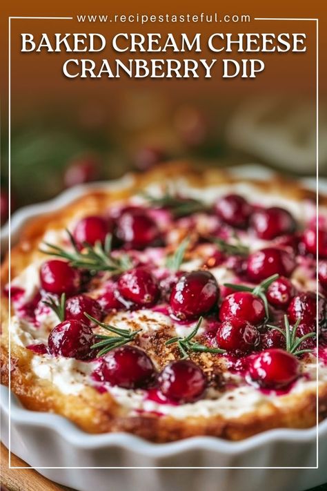 This Baked Cream Cheese Cranberry Dip is a festive and creamy appetizer that perfectly balances tart cranberries with rich cheeses. Ideal for holiday gatherings, game days, or any occasion that calls for a delicious dip! Cream Cheese Cranberry Dip, Cranberry Cheese Dip, Quick Holiday Appetizers, Christmas Recipes Sides, Cream Cheese Appetizer Recipes, Cranberry Appetizer, Cranberry Cream Cheese Dip, Baked Cream Cheese, Cream Cheese Spread Recipes