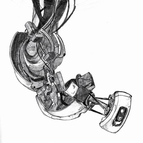 my GLaDOS sketch #portal2 #glados Portal Game Art, Portal Sketch, Portal Tattoos, Glados Portal, Fables Comic, All Black Cat, Blind Art, Portal Art, Portal Game