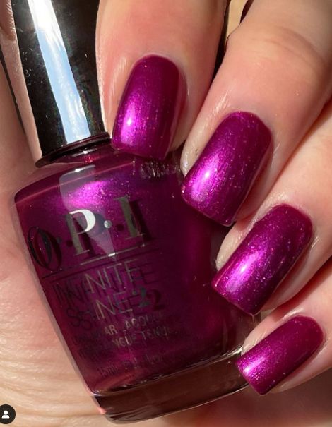 Must-Have Fall Nail Colors From OPI - Blush & Pearls Berry Nail Color Fall, Bright Fall Nail Colors, Fuschia Nail Designs, October Nails Fall Colors 2023, Opi 2023, Opi Gel Polish Colors Fall 2023, Eggplant Nail Color, Fall Nail Colors 2023 Gel, Opi Charmed Im Sure