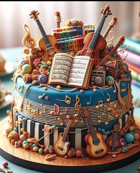 Cake Looks Like Food, Fancy Cake Ideas, Musical Birthday Cake, Themed Cake Ideas, Artistic Cake, Cake Music, Charm City Cakes, Torte Creative, Unique Birthday Cakes