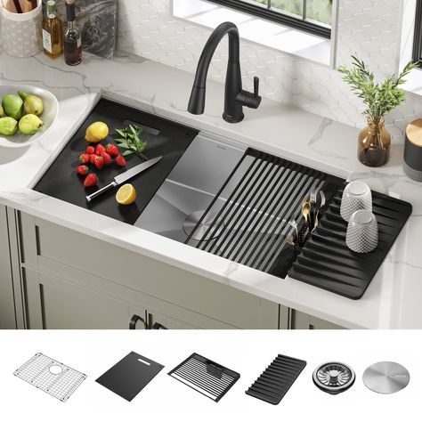 Touch Kitchen Faucet, Modern Kitchen Sinks, Drainboard Sink, Kitchen Sink Design, Steel Kitchen Sink, Clean Sink, Delta Faucets, Undermount Kitchen Sinks, Dish Rack Drying