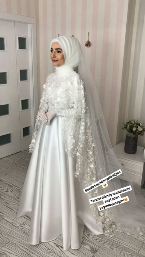 Hijab Gown Wedding, Hijab Wedding Dresses Turkish, Bride Dress Hijab, Muslim Nikah Dresses, Muslim Wedding Dresses Modern, Nikkah Dress Muslim, Abaya Wedding Dress, Muslim Bridal Dress, Muslim Wedding Dress Hijab Bride