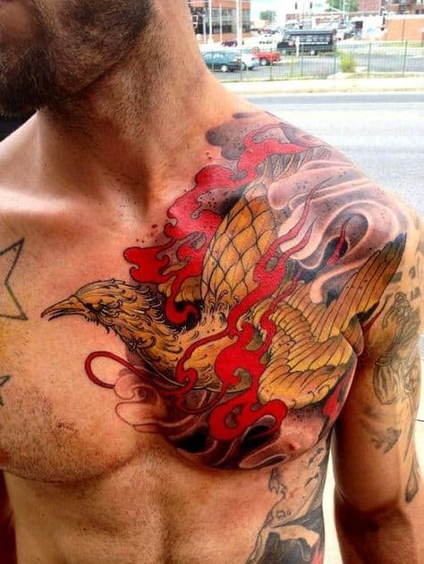 Top 41 Best Rib Tattoo Ideas [2021 Inspiration Guide] Phoenix Chest Tattoo, Tattoo Ideas Chest, Chest Tattoos For Men, Phoenix Tattoo For Men, Rib Tattoos For Guys, Tattoos On Side Ribs, Tatuagem Masculina Pequena, Monster Tattoo, Chest Tattoo Ideas