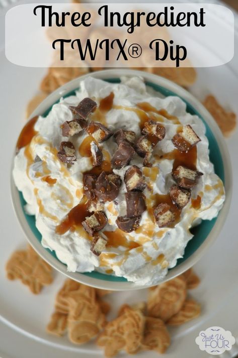 Three Ingredient TWIX Cheesecake Dip - My Suburban Kitchen Cheesecake Dip, Sweet Dips, Easy No Bake Desserts, Store Shelves, Dessert Dips, Good Eat, Yummy Dips, Three Ingredient, Yummy Sweets