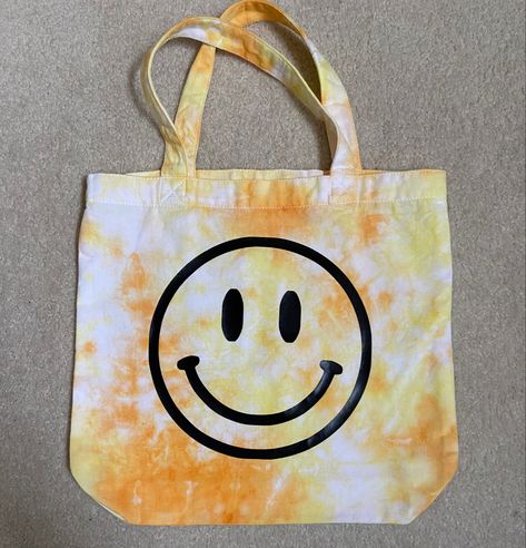 should i sell these? Tie Dye Smiley Face, Tie Dye Tote Bag, Smiley Face, Yellow Orange, Orange Yellow, Smiley, Color Orange, Tie Dye, Dye