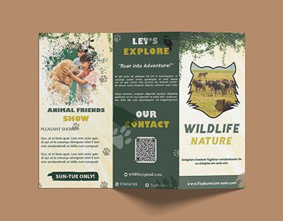 Zoo Brochure Design, Park Brochure Design, Zoo Brochure, Park Brochure, Adventure Park, Wildlife Nature, Adobe Indesign, Graphic Design Branding, Photoshop Adobe