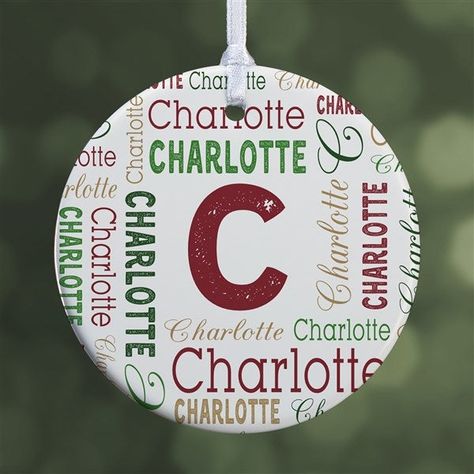 Personalize with any name and initialChoose from multiple fonts Ornament may be displayed on a Christmas Tree or ornament standIncludes a ribbon for easy hanging; some assembly requiredMeasures 2.85” in diameter100% porcelainGlossy finishImported Each year they will enjoy hanging their own ornament on the tree with the Christmas Repeating Name Personalized Ornament. Makes a perfect keepsake gift for any child. Christmas Tree Name Ornament, Christmas Ornaments With Names On Them, Kids Name Ornaments Cricut, Christmas Ornaments With Grandkids Names, Family Ornaments Personalized Personalization Mall, Ornament Stand, Custom Ornaments, Kids Christmas Ornaments, Kids Ornaments