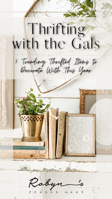 Thrifting with the Gals 5 Trending Thrifted Items to Decorate With This Year Vintage Trends 2024, How To Style A Tray, Thrifted Living Room, Decorating With Vintage Items, Thrifted Cottagecore, Thrift Decor, Vintage Booth, Thrifted Decor, Thrifted Home