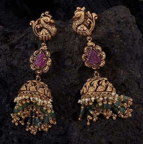 Antique Buttalu Earrings Gold, Antique Jumkas Design Gold, Gold Jhumkas, Gold Earrings For Kids, Neck Pieces Jewelry, Antique Necklaces Design, Gold Earrings Models, Diamond Earrings Design, Gold Jewelry Simple Necklace