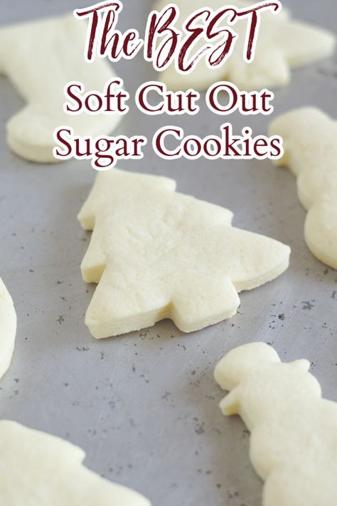 Thick Soft Sugar Cookies Recipe, Homemade Cut Out Sugar Cookies, Best Soft Christmas Sugar Cookies, Soft Christmas Cut Out Cookies, Perfect Cut Out Sugar Cookie Recipe, No Fail Sugar Cookie Cutouts, Thick Sugar Cookie Recipe Cut Outs, Sugar Cookies That Keep Their Shape, Cut Out Sugar Cookies Soft