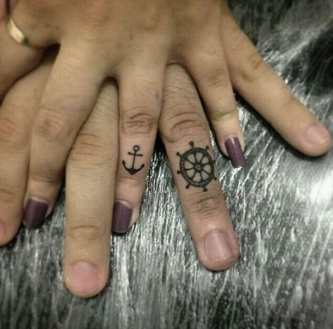 Marriage Tattoos, Wedding Band Tattoo, Tattoo Band, Best Couple Tattoos, Cute Couple Tattoos, Couple Matching Tattoo, Anker Tattoo, Couple Tattoos Unique, Couples Tattoo Designs