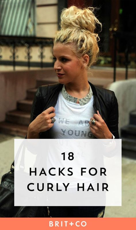 18 Hair Hacks for Beautiful Curly Hair - Brit + Co Hacks For Curly Hair, Curly Hair Hacks, Hair Romance, Curly Ponytail, Mega Hair, Beautiful Curly Hair, Beautiful Curls, Curly Hair Care, Curly Hair Tips