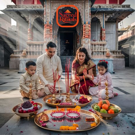 In the serene embrace of tradition, an Indian Hindu family comes together in devotion, performing Puja rituals — a testament to the timeless reverence and adherence to Vaidik cultures. Puja, as elucidated in the sacred texts of Hinduism, is more than an act of worship; it's a profound way of expressing gratitude, seeking blessings, and maintaining a harmonious balance with the divine. Each gesture, each mantra encapsulates centuries of wisdom passed down through generations, underscoring ... Family Praying Together Picture, Indian Family Photography, Hindu Worship, Indian Family, Hindu Culture, Sacred Text, After Marriage, Wedding Photography Poses, 2025 Vision